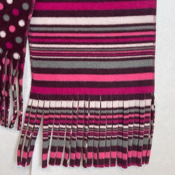JOE BOXER Fleece Scarf Women's OSFM Multicolor Polka Dot Stripe Fringe Design - Picture 13 of 13